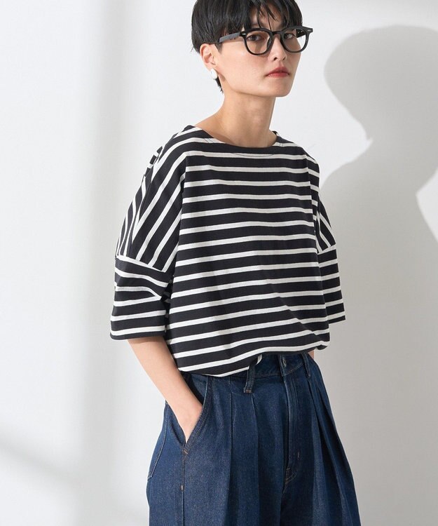 AMERICAN HOLIC バスクボーダー半袖プルオーバー Black