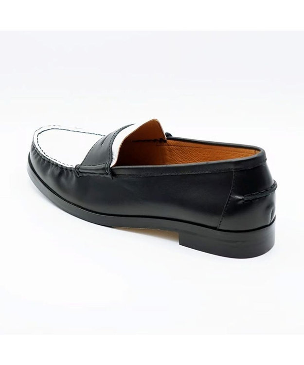 APOM 本革ペニーローファー 25 ブラック×ホワイト