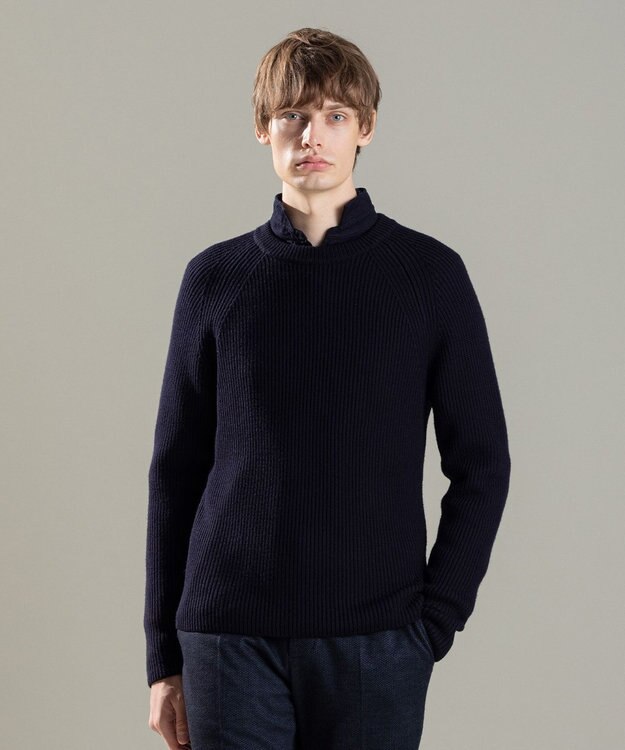 JOSEPH HOMME リッジメリノ　クルーネック ネイビー系