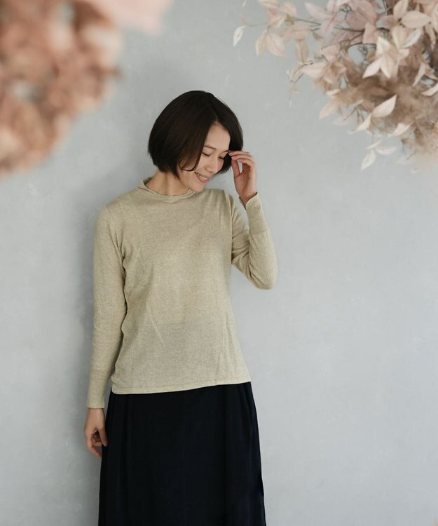 muuc 〈洗えるニット〉〈肌に優しいニット〉〈コットン＆カシミヤ〉〈通年着られるニット〉14Gハイゲージニットプルオーバー ベージュ