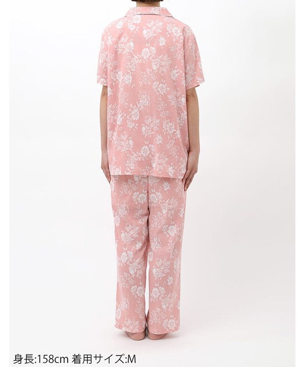 Wing パジャマ 5分袖 半袖 長ズボン 綿100%(本体) 楊柳素材 3Lまで対応 大きいサイズ 夏 レディース EP8076 ウイング／ワコール レッド