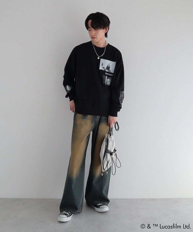 Green Parks ＳＴＡＲ　ＷＡＲＳ／ランダムプリントプルオーバー Black