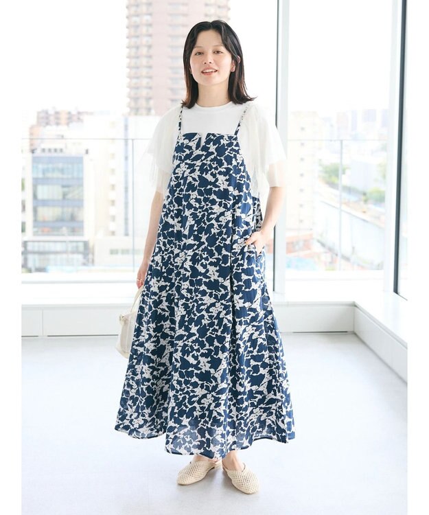 CRAFT STANDARD BOUTIQUE インド綿総柄キャミワンピース Navy