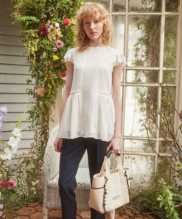 TOCCA FRILL CANVASTOTE キャンバストートバッグ アイボリー系
