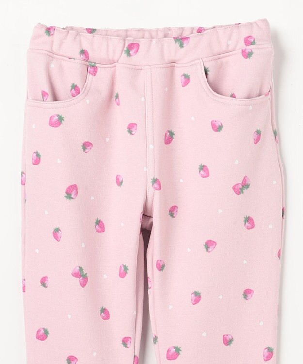 ANY KIDS 7days 裏シャギー 総柄ガーリーパンツ ピンクベージュ×イチゴ