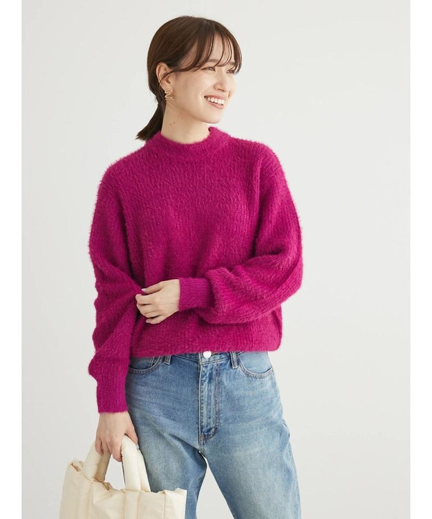 Green Parks フェザーモックネックニットプルオーバー Pink