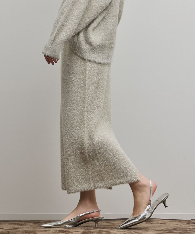 GRACE CONTINENTAL ラメフェザーニットスカート グレー