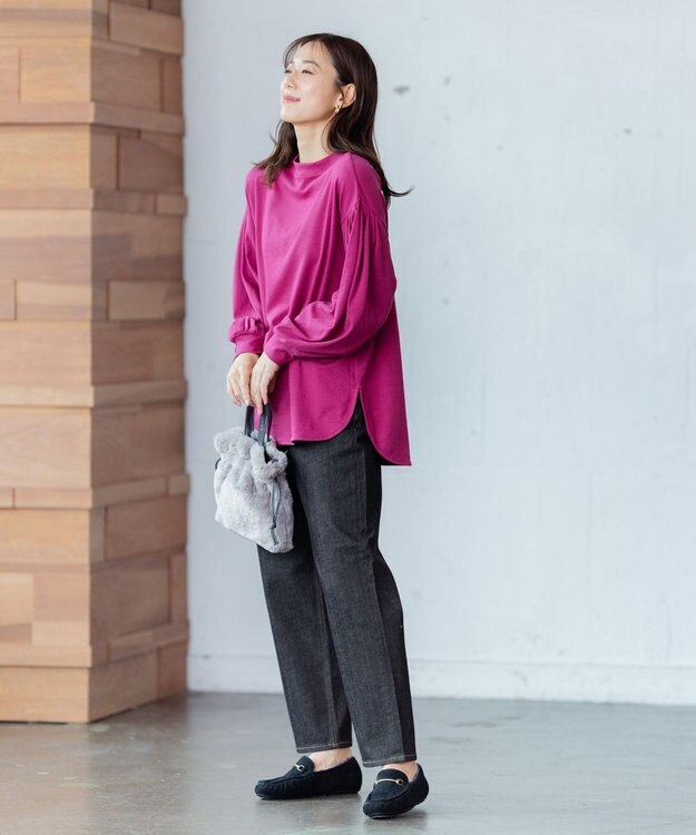 ANY プレミアム モックネック長袖Tシャツ ワイン系