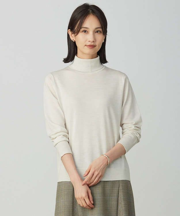 J.PRESS LADIES PURE WOOL タートルネック ニット ホワイト系