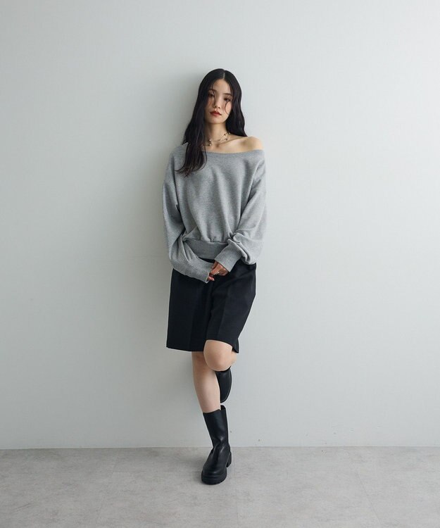 Green Parks オフショルスウェット Gray Mixture