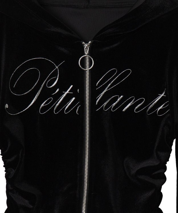 WEGO サイドドロストベロアパーカー ブラック