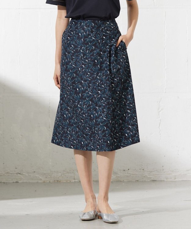 J.PRESS LADIES S 【洗える】ボタニカルプリント スカート ネイビー系5