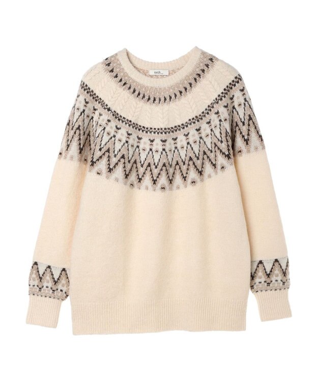 earth music&ecology オーロララメノルディックチュニック Ivory