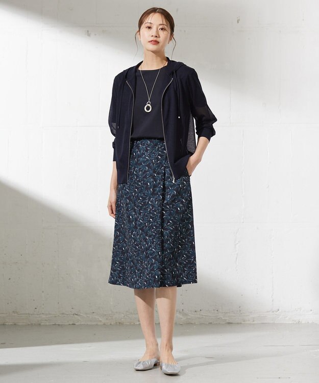 J.PRESS LADIES S 【洗える】ボタニカルプリント スカート ネイビー系5