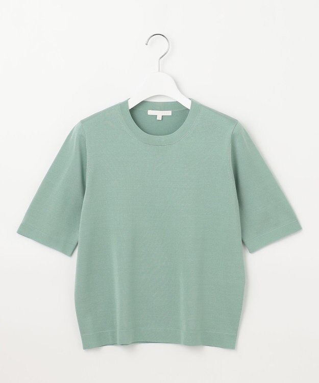 自由区 L 【アンサンブル対応・洗える】アセテートコットンプルオーバー ニット ミストグリーン