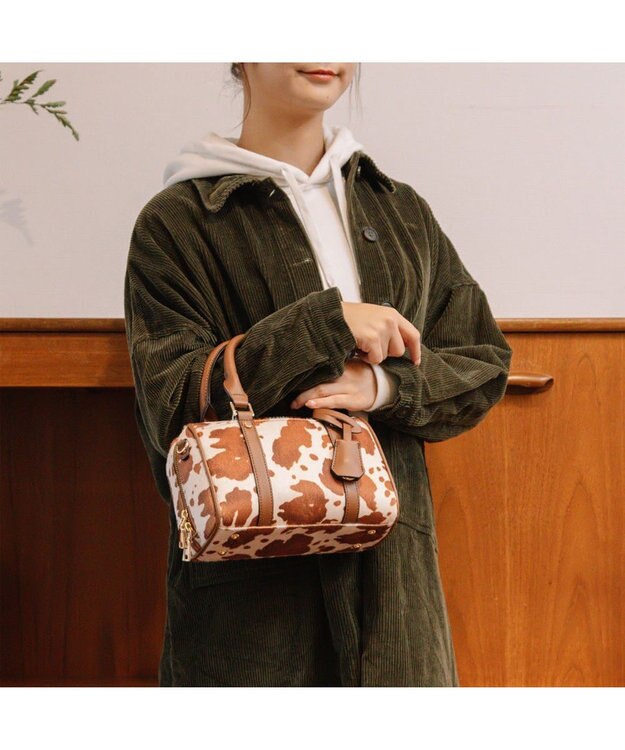 UNBILLION cachecache お財布ミニボストンバッグ カウ