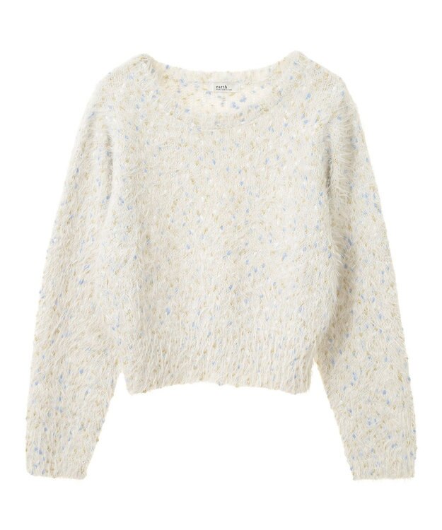 earth music&ecology ジャンボノットシャギーニットプルオーバー Off White
