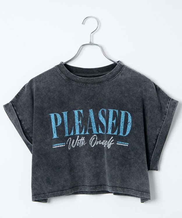 WEGO 【洗える】ヴィンテージウォッシュロールアップショートTシャツ 柄1