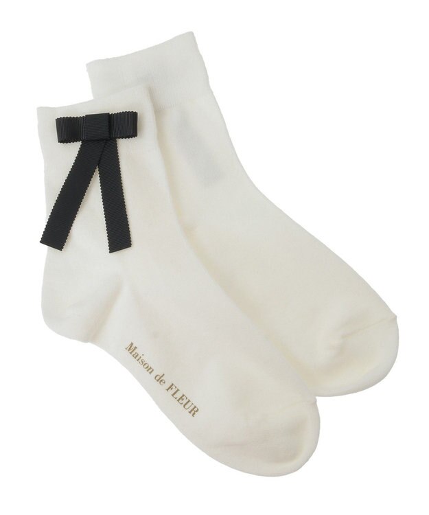 Maison de FLEUR グログランリボンソックス Ivory
