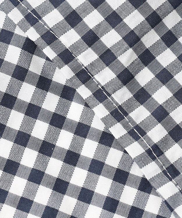 J.PRESS LADIES S 【洗える】アセVisギンガム バンドカラー ブラウス ネイビー系