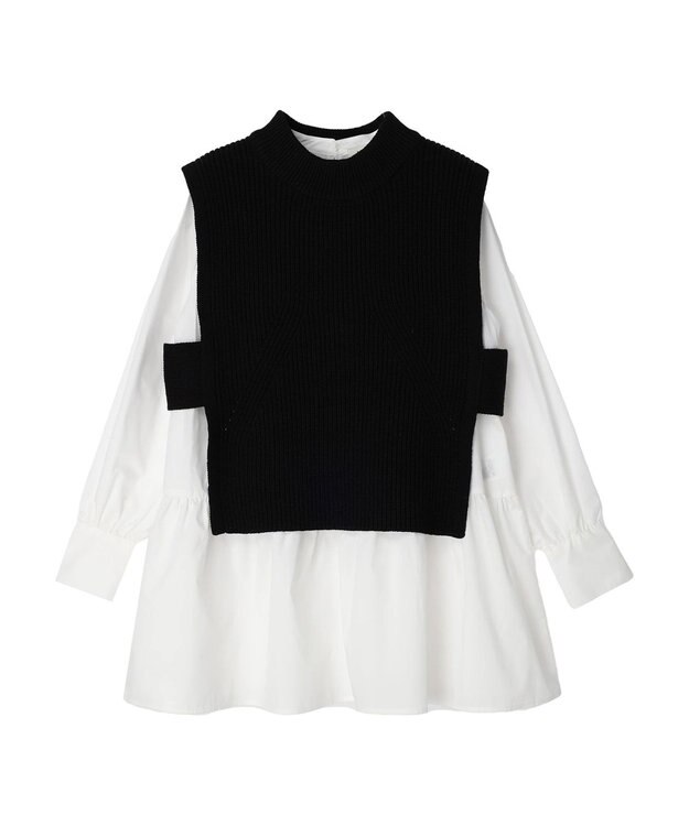 earth music&ecology ＳＥＴ２点　ベスト＋チュニックブラウス Black