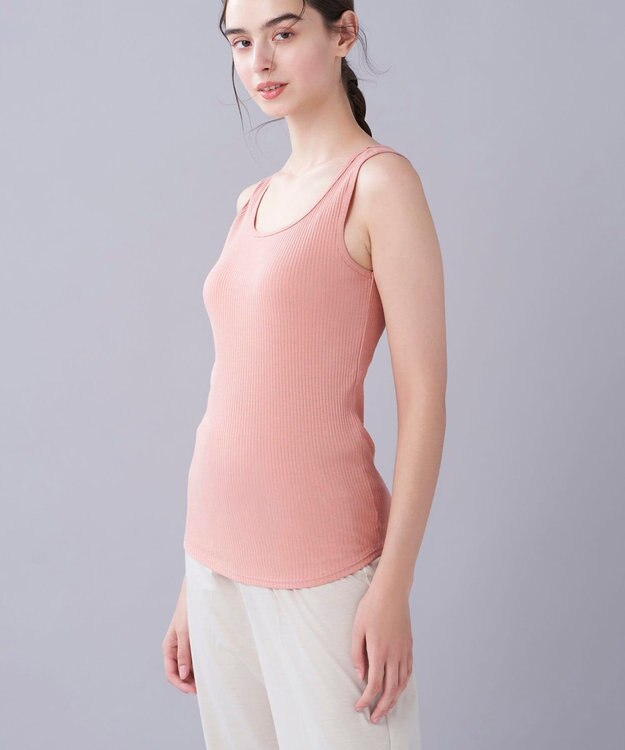 une nana cool 綿100% リブ編みコットン タンクトップ OR