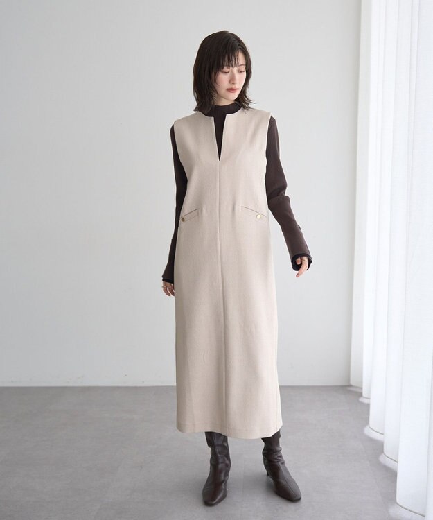 YECCA VECCA キーネックジャンスカ Light Beige