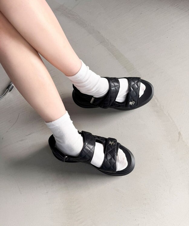 WEGO 【MLサイズ展開】厚底キルティングサンダル ブラック