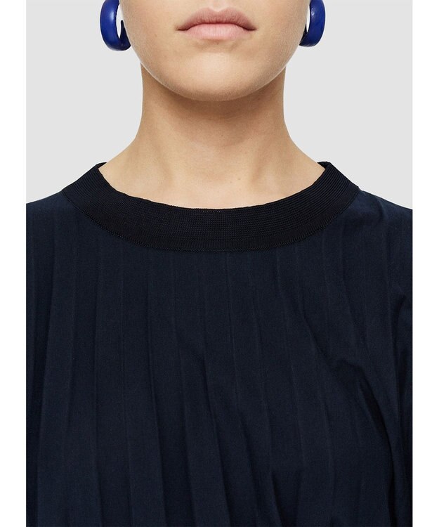 JOSEPH 【洗える】コットンプリッセ　ラウンドネックTシャツ Navy