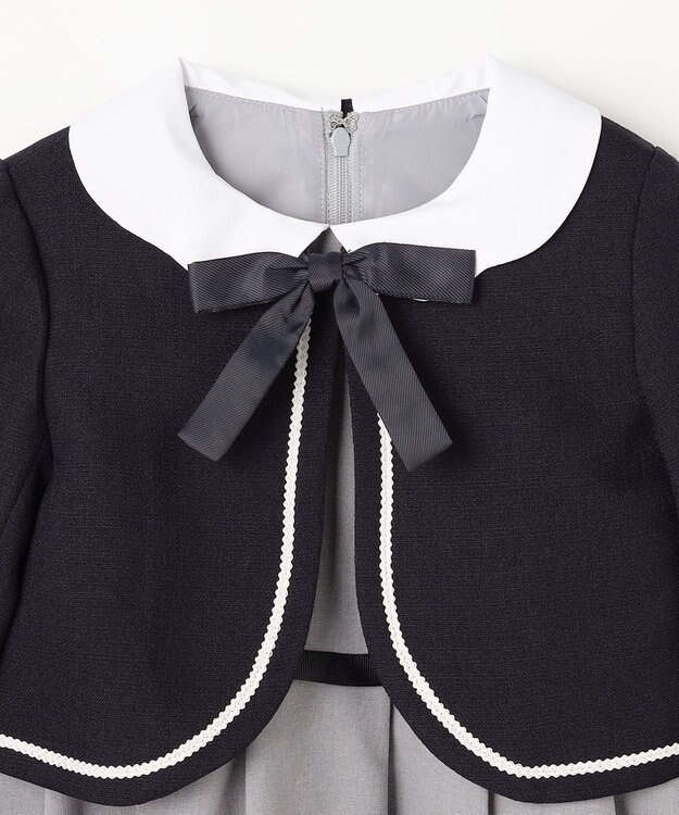 ANY KIDS 【2点セット】ノーカラー ボレロジャケット+襟付き ワンピース グレー