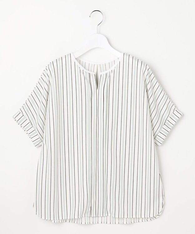 ANY SIS ジョーゼットフロントタック プルオーバー オフストライプ