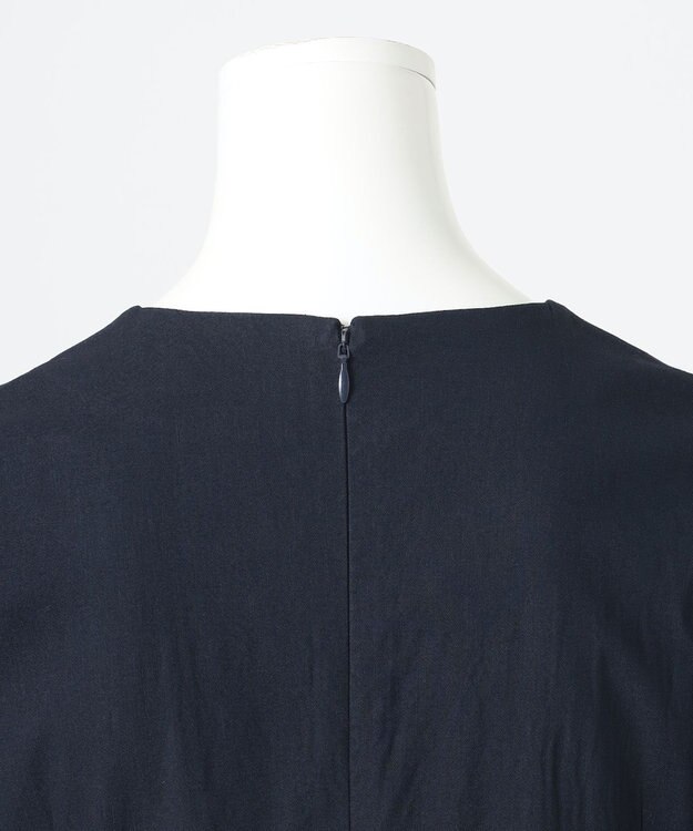 23区 【R(アール)】クリスピーリネンストレッチ 半袖ワンピース ネイビー系