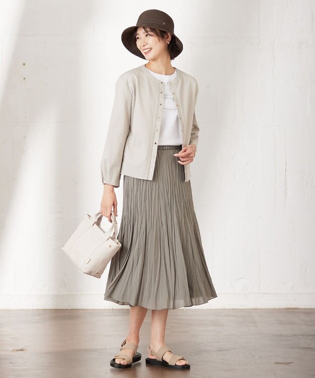 J.PRESS LADIES L 【洗える】Hari-Puru jersey カーディガン ライトグレー系