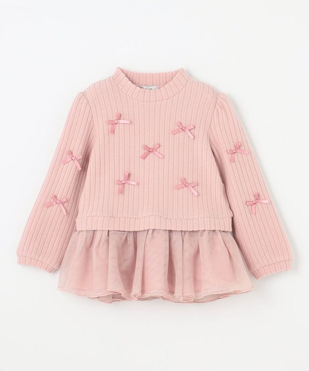 ANY KIDS ふくれジャガードリボンチュニック ピンク