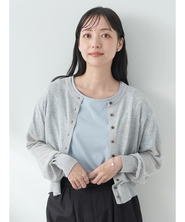 earth music&ecology シアークルーカーディガン Gray Mixture