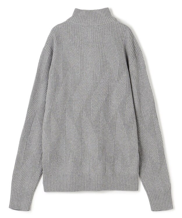 JOSEPH HOMME  新柄【洗える】シルクバルキー　　ハイネックジップアップニット ライトグレー系