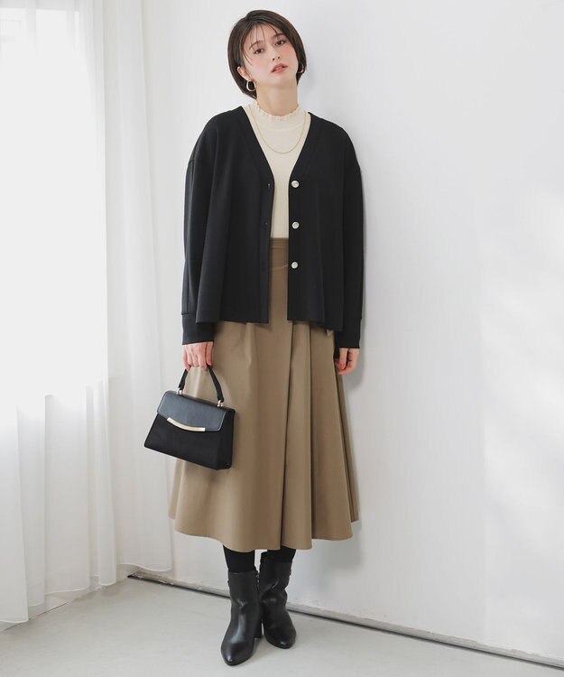 ANY SIS L カットジョーゼット カーディガン ブラック