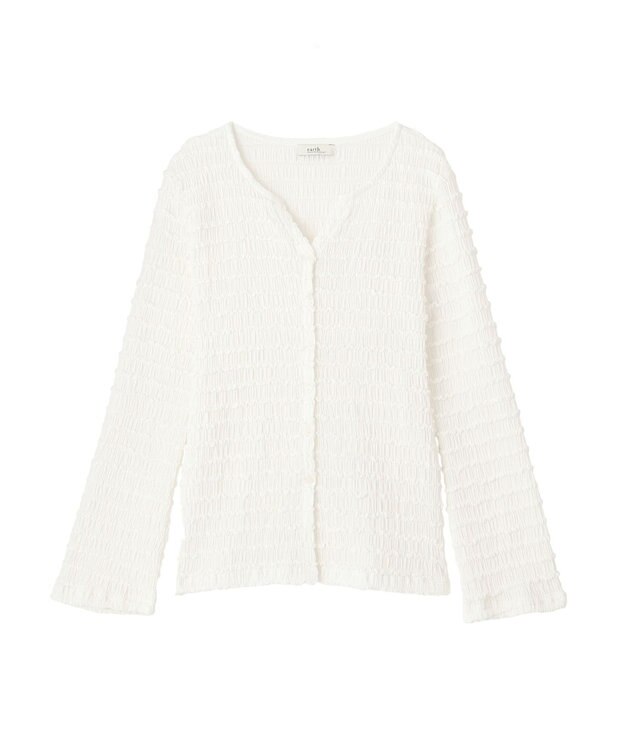 earth music&ecology 【予約】シャーリングカットカーディガン アイボリー