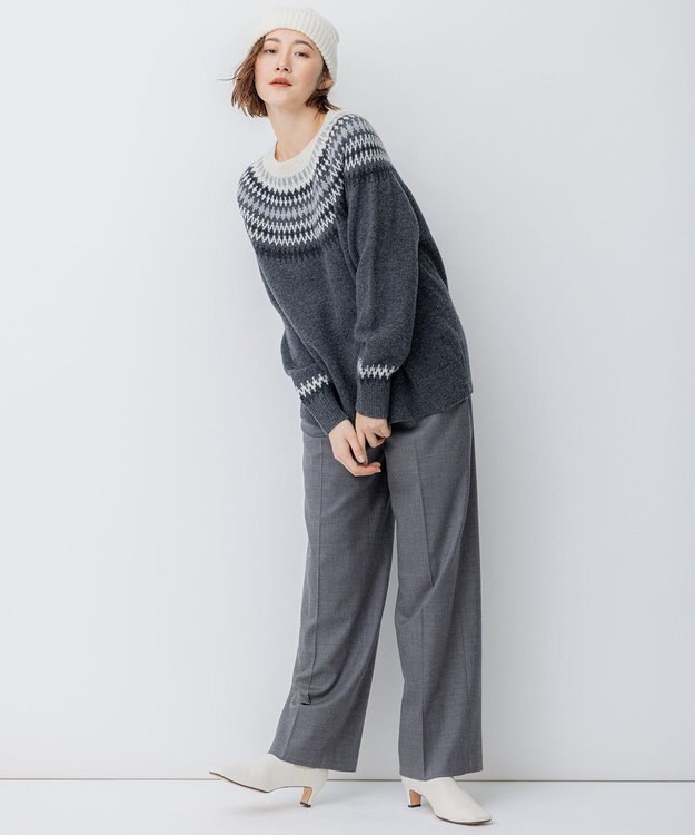 23区 【滝沢眞規子さん着用】クリアウールサキソニー ワイドパンツ グレー系