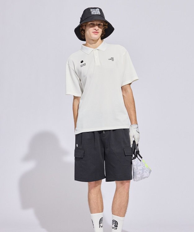 PW CIRCULUS 【MEN】ミニワッフル鹿の子ポロ ゴルフ ホワイト系