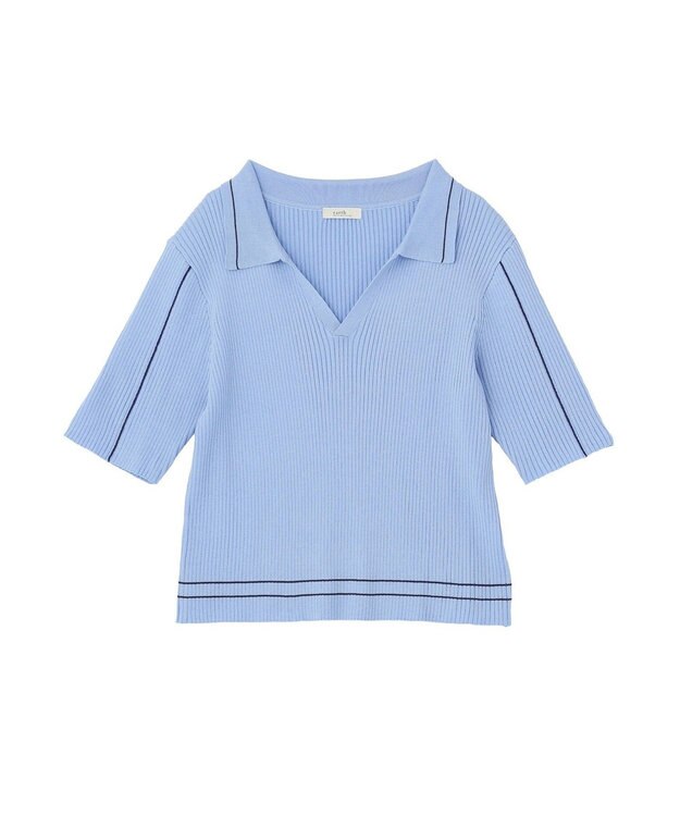 earth music&ecology ラインカラーポロニット ブラック