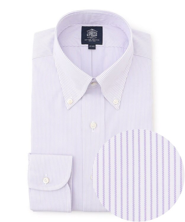 J.PRESS MEN 【PREMIUM PLEATS / 形態安定】マイクロストライプ ドレスシャツ / B.D. ライラック系1