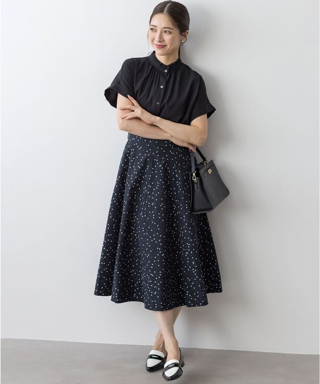 組曲 S フラワースパンコールプリント スカート ブラック系5