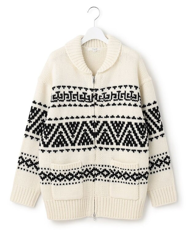 23区 【SLOW】カウチンジャガード ジップ カーディガン アイボリー系