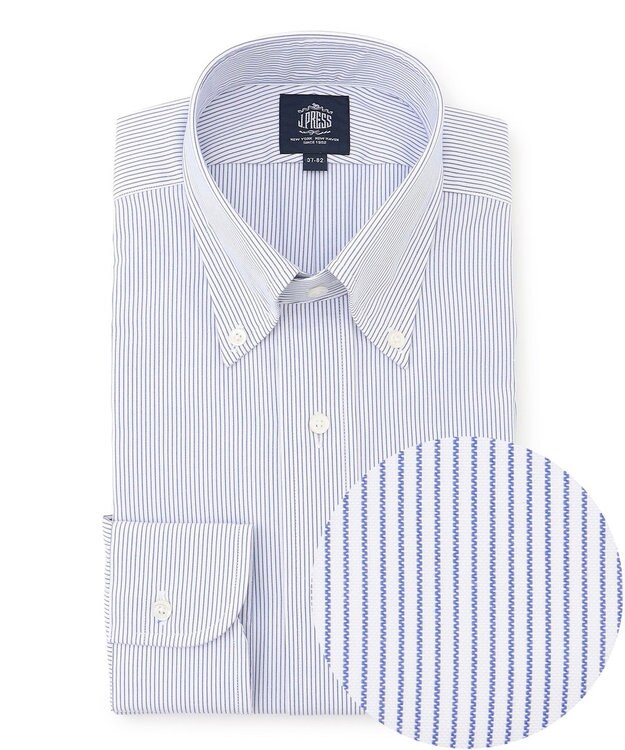 J.PRESS MEN 【PREMIUM PLEATS / 形態安定】マイクロストライプ ドレスシャツ / B.D. ネイビー系1