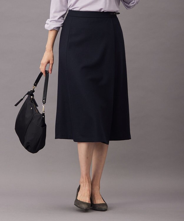 J.PRESS LADIES S 【洗える】ウールスムース スカート ネイビー系