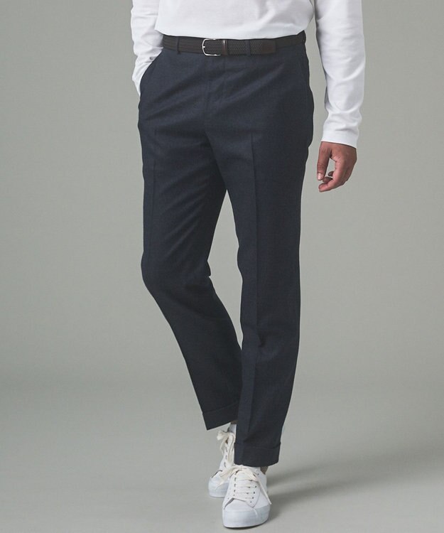 GOTAIRIKU 【保温性/ストレッチ/シワになりにくい】サキソニーストレッチパンツ（ノータック） ネイビー系