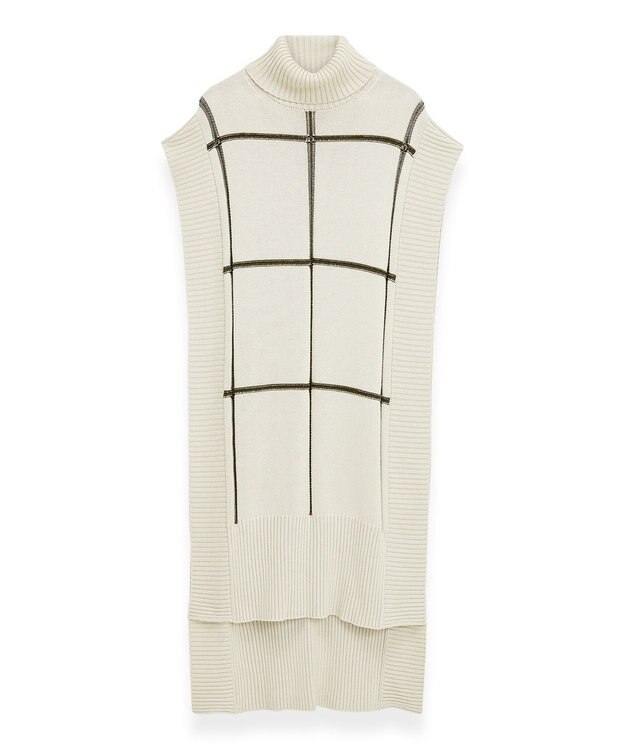 JOSEPH 【洗える】グリッド コットンシルク　ポンチョ Oat Combo