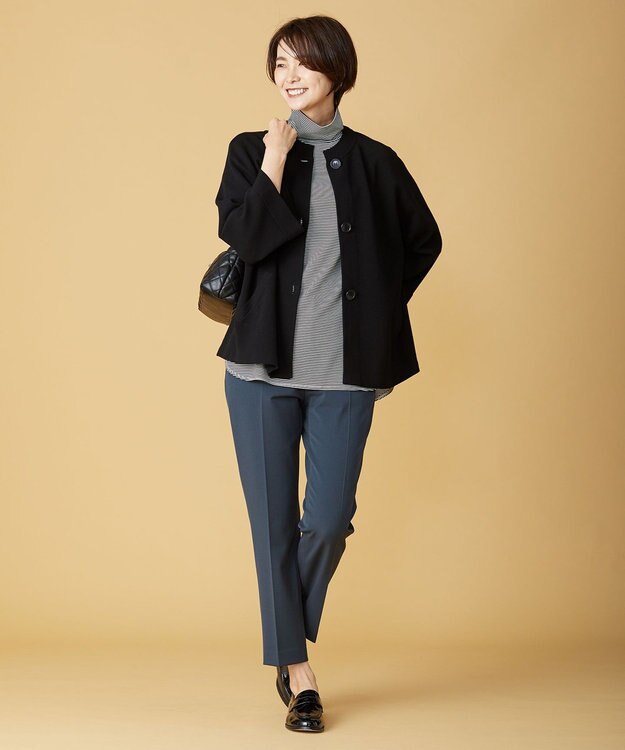 J.PRESS LADIES タートルジャージー ボーダー カットソー ブラック系1