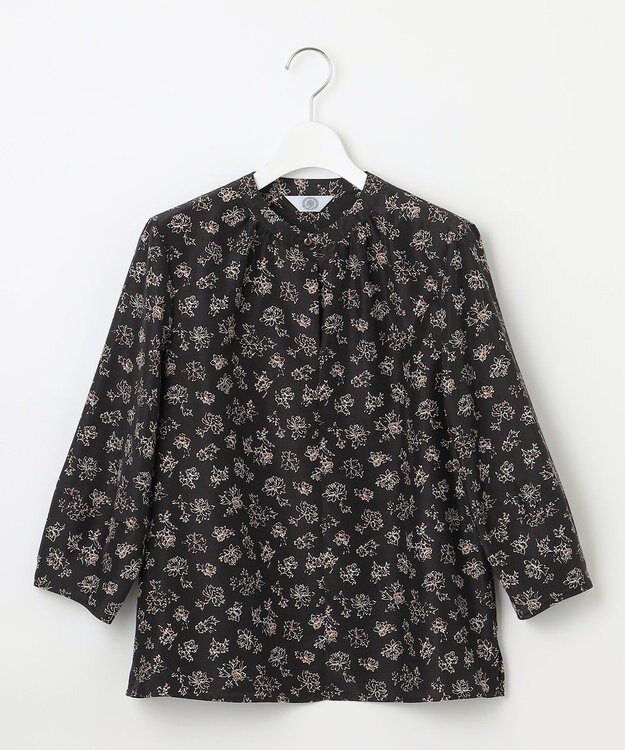 J.PRESS LADIES S 【洗える】ラインフラワープリント ブラウス スレート系